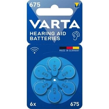 Varta 675 Hearing Aid Batteries Long-Lasting Power 6 Pack