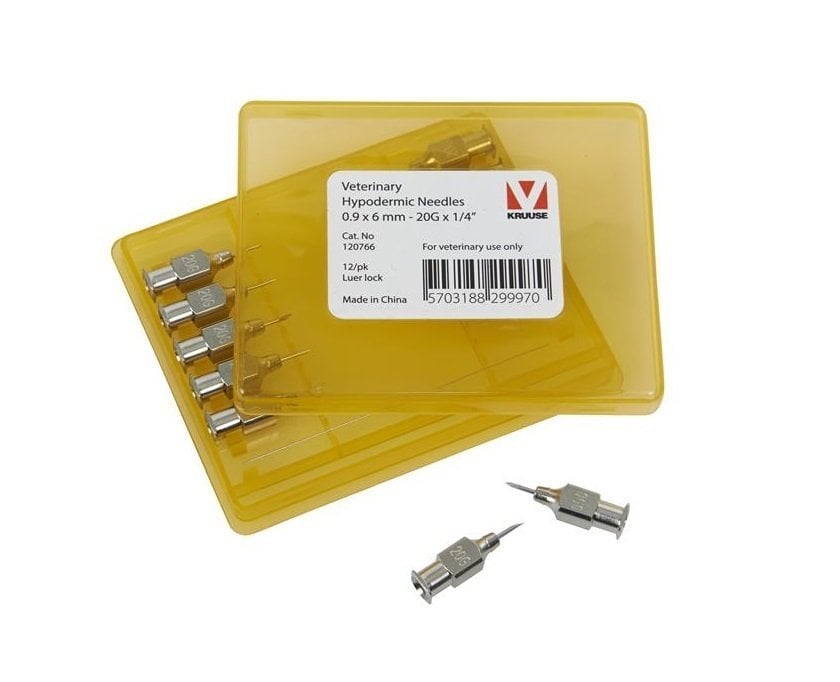 Kruuse Vet Injection Needles 0.9x6mm Stainless Steel 12 Pack