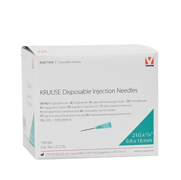 Kruuse Sterile Injection Needles 21G 0.8x16mm 100 Count