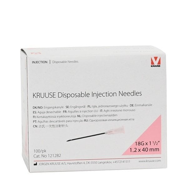 Kruuse Sterile Injector Needles 1.20x40mm Pink 100 Count