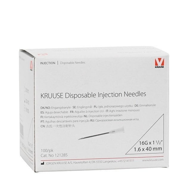 Kruuse Sterile Injector Needles 1.60x40mm White 100 Count