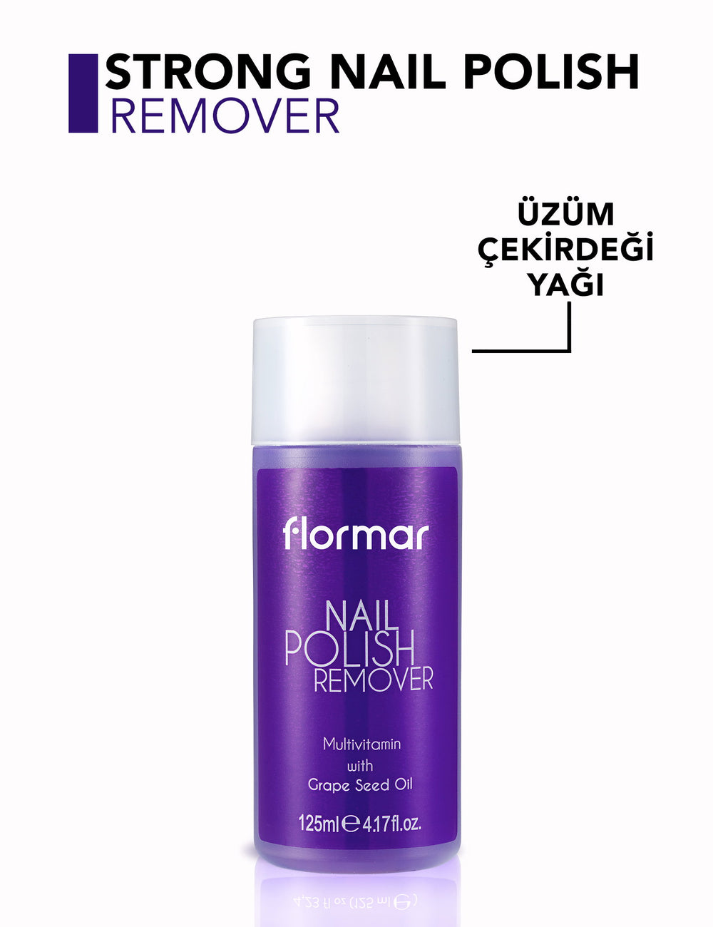Flormar Grape Seed Oil Nail Polish Remover Strong Effect 125ml