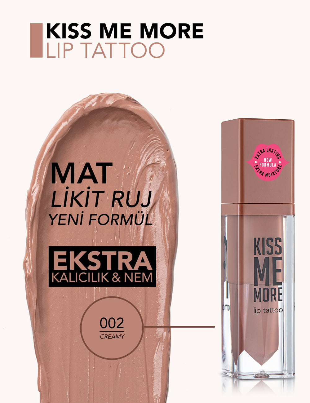 Flormar Kiss Me More Matte Liquid Lipstick 002 Creamy