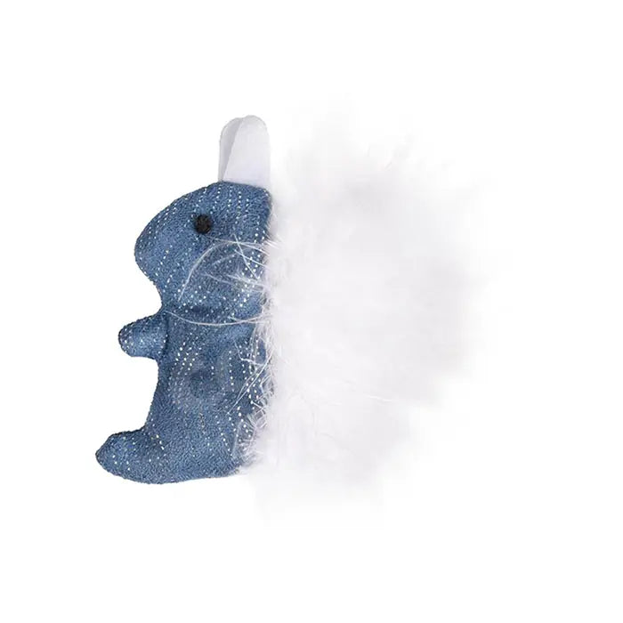 Flamingo Medy Blue Feathered Squirrel Cat Toy with Catnip 9cm