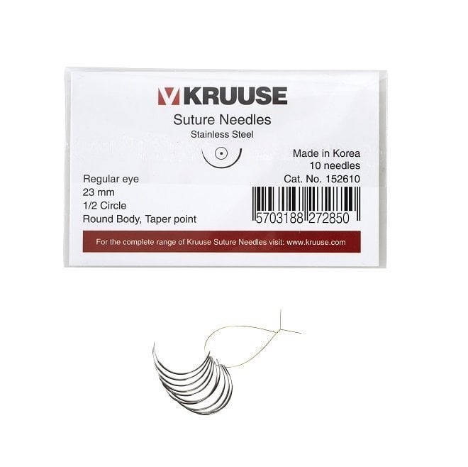 Kruuse Regular Suture Needle 1/2 Circle Round Body 23mm 10pk