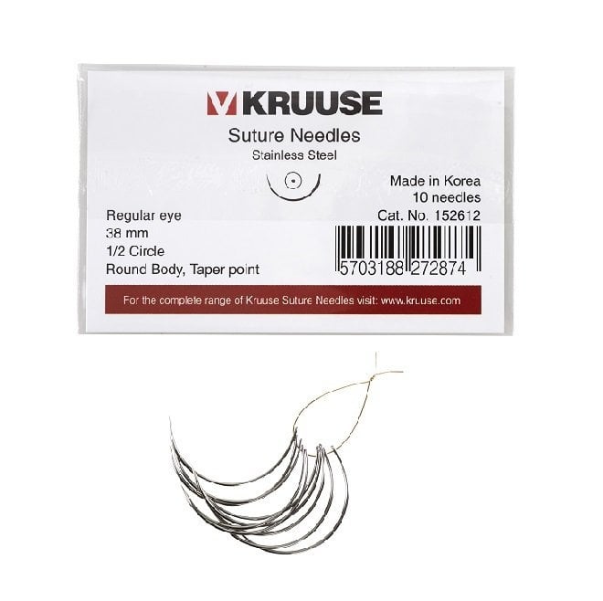 Kruuse Regular 1/2 Circle Round Body Suture Needles 38mm 10pk