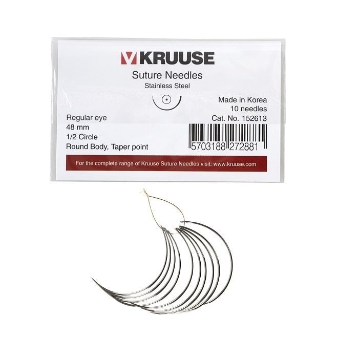 Kruuse Regular 1/2 Circle Round Body Suture Needles 48mm 10pk