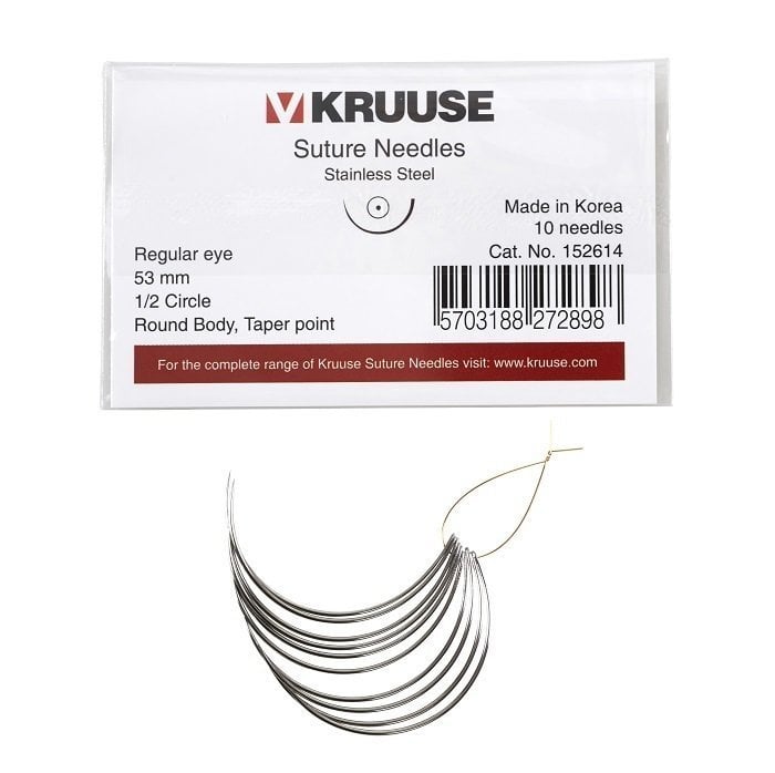 Kruuse Regular 1/2 Circle Round Body Suture Needles 53mm 10 Count