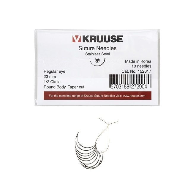 Kruuse Regular 1/2 Circle Round Body Suture Needles 23mm 10pk
