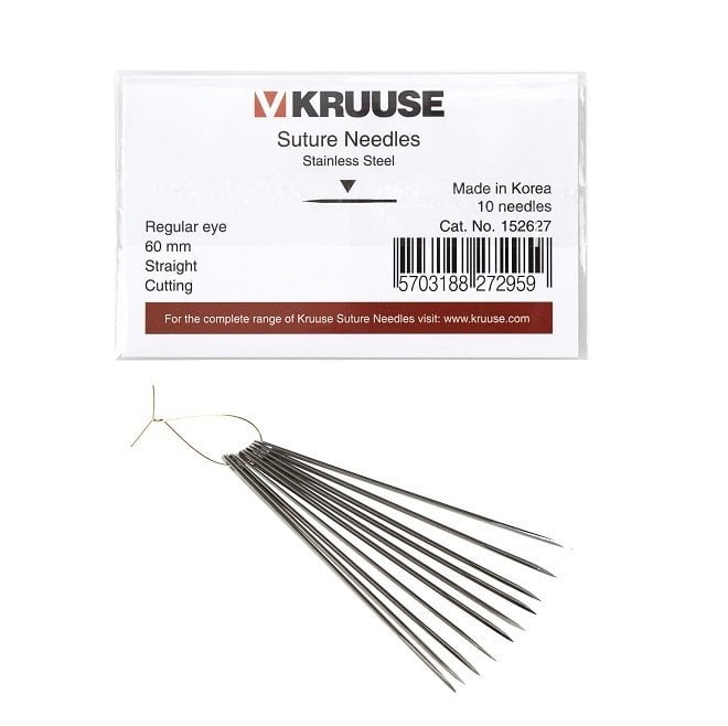 Kruuse Regular Straight Cutting Suture Needles 60mm 10 Pack