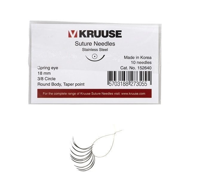Kruuse Regular 3/8 Circle Round Body Suture Needles 18mm 10 Count