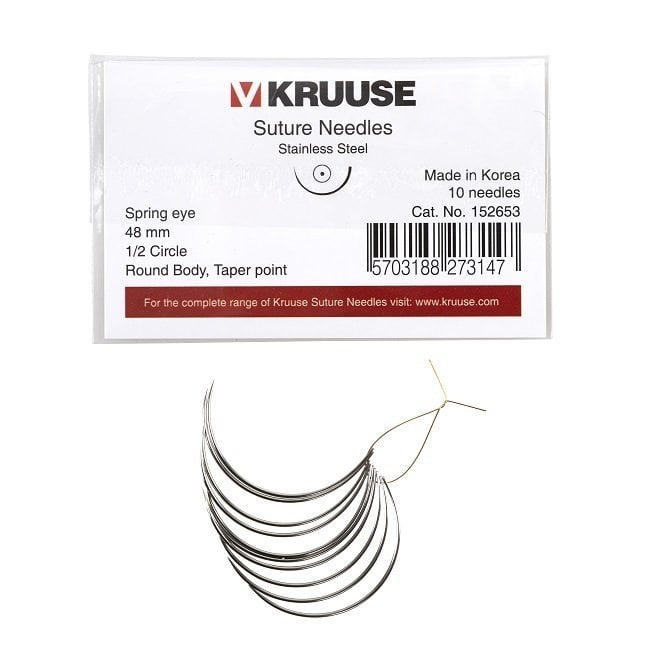 Kruuse Regular 1/2 Circle Round Body Suture Needles 48mm 10pk