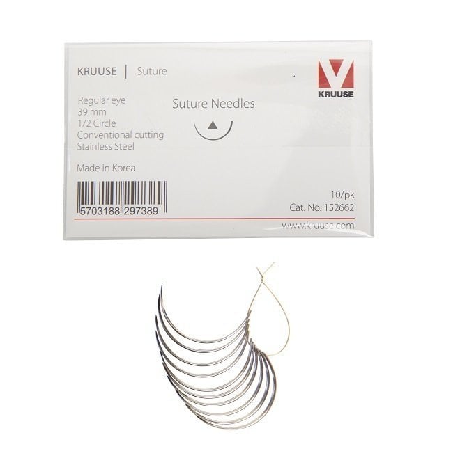 Kruuse Regular 3/8 Cutting Suture Needles 39mm 10 Count