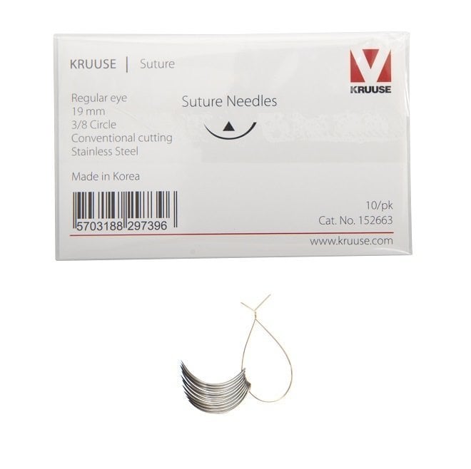 Kruuse Regular 3/8 Circle Cutting Suture Needles 19mm 10-Pack