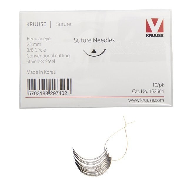 Kruuse Regular 3/8 Circle Cutting Suture Needles 25mm 10pk