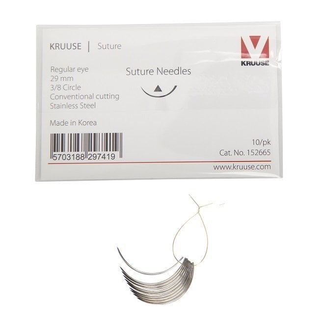 Kruuse Regular 3/8 Circle Cutting Suture Needles 29mm 10 Pack