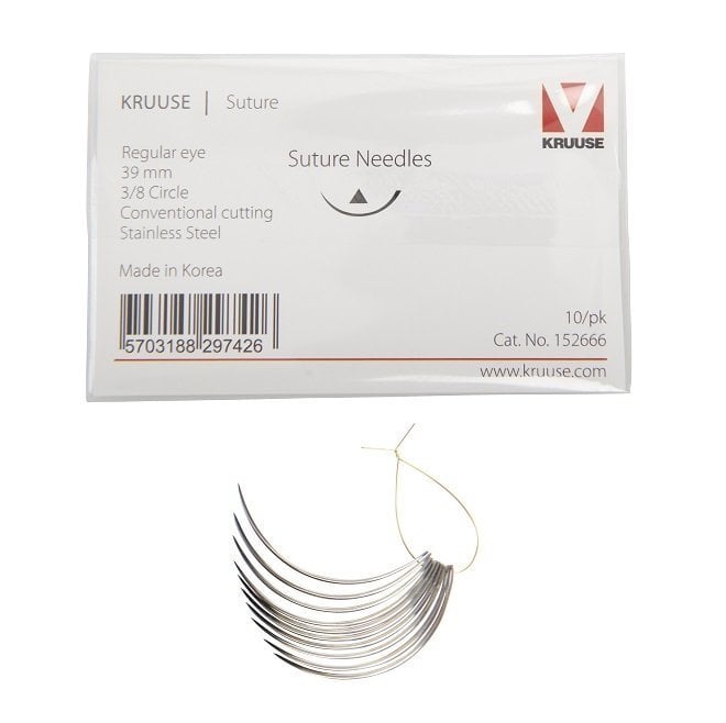 Kruuse Regular 3/8 Circle Cutting Suture Needles 39mm 10 Count
