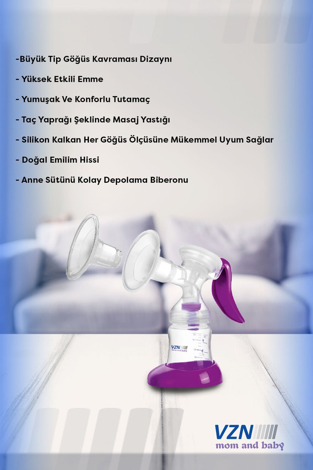Vzn Manual Breast Milk Pump RBX-8012 with Comfort Massage Pad