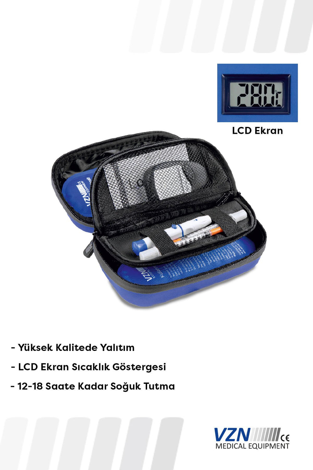 Vzn Insulin Travel Case with LCD Temperature Display YB-2114