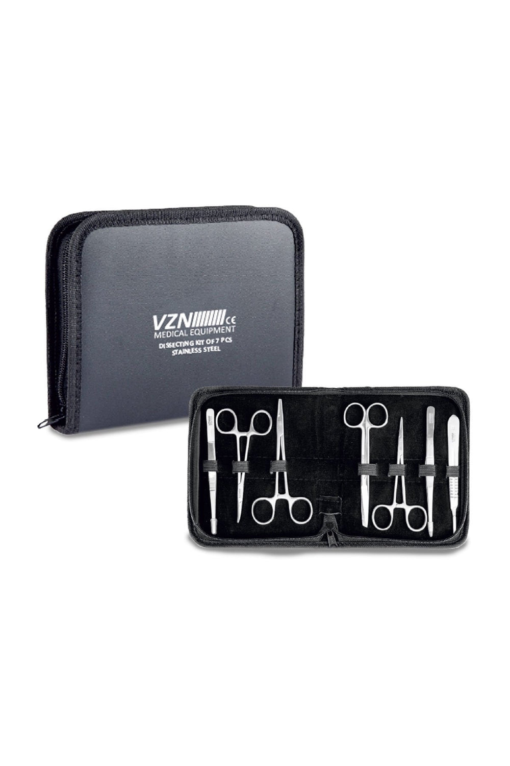 Vzn 7-Piece Surgical Suture Instrument Set with Zippered Case