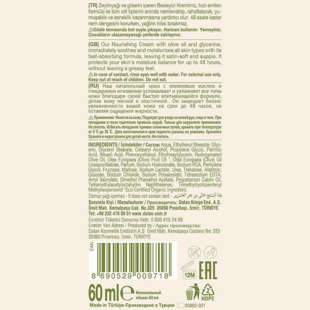 Dalan d'Olive Nourishing Fast-Absorbing Hand & Body Cream 60 ml