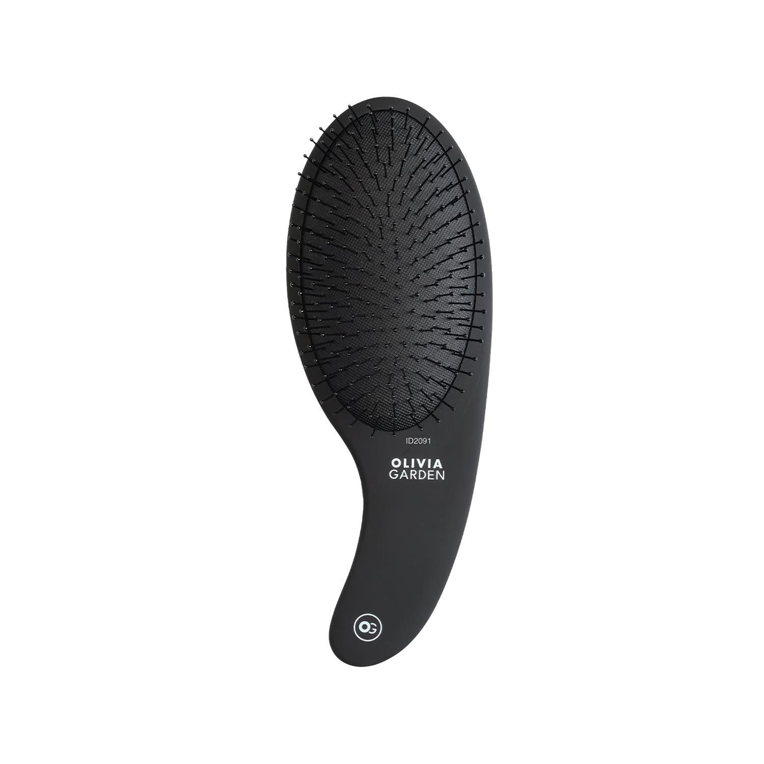 Olivia Garden Expert Care Curve Nylon Bristles Matt Black Hair Brush - Detangle & Style with Ease Olivia Garden Curved Hair Brush - Detangle with Ease hair brush, curved hair brush, nylon bristles hair brush, matt black hair brush, detangling brush, hair care, styling tools, curly hair, wavy hair, hair styling, Olivia Garden, beauty, grooming, hair accessories