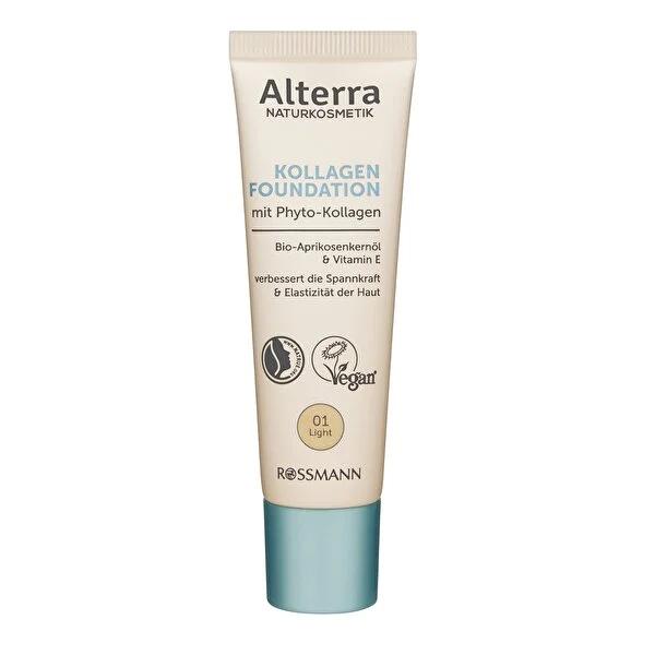 Alterra Organic Foundation Makeup No.01 Light - Natural Anti-Aging Medium Coverage with Phyto-Collagen Alterra Organic Foundation - Anti-Aging Makeup organic foundation, natural makeup, phyto-collagen foundation, anti-aging makeup, medium coverage foundation, natural cosmetics, skincare makeup, Q10 foundation, vitamin E foundation, apricot kernel oil benefits, cosmetic products for sensitive skin