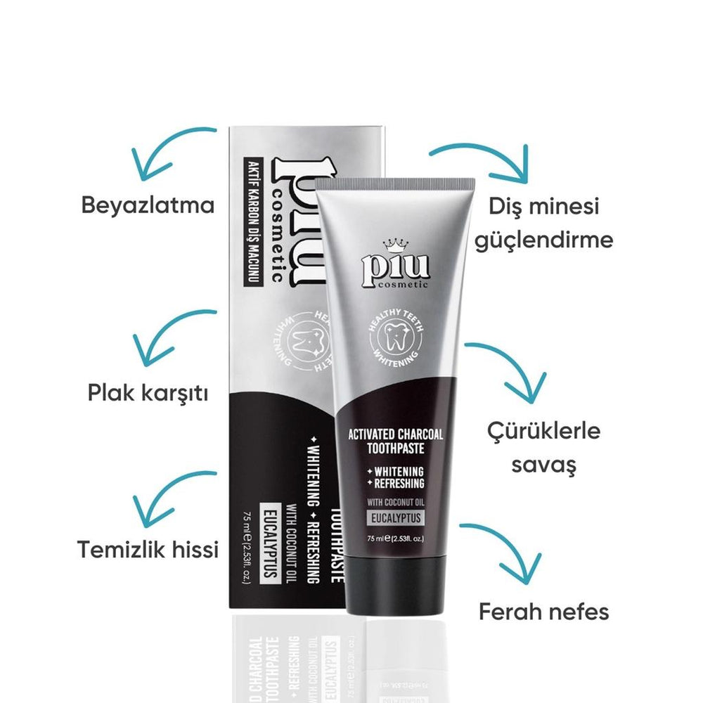 Piu Cosmetic Charcoal Teeth Whitening Toothpaste 75 ml