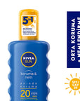 Nivea Sun SPF 20 Sunscreen Spray: 48-Hour Moisture, UVA/UVB Protection, Water Resistant - Ocean Friendly Formula Nivea Sun SPF 20: Moisturizing Sunscreen Spray - UVA/UVB Protection Nivea Sun SPF 20, Sunscreen spray, Medium protection sunscreen, Moisturizing sunscreen, Water resistant sunscreen, UVA UVB protection, Ocean friendly sunscreen, Sun protection for normal skin, sun protection, UVA protection, UVB protection, moisturizing, water resistant, SPF 20, Nivea, sunscreen, skin care, sun protection spray, 