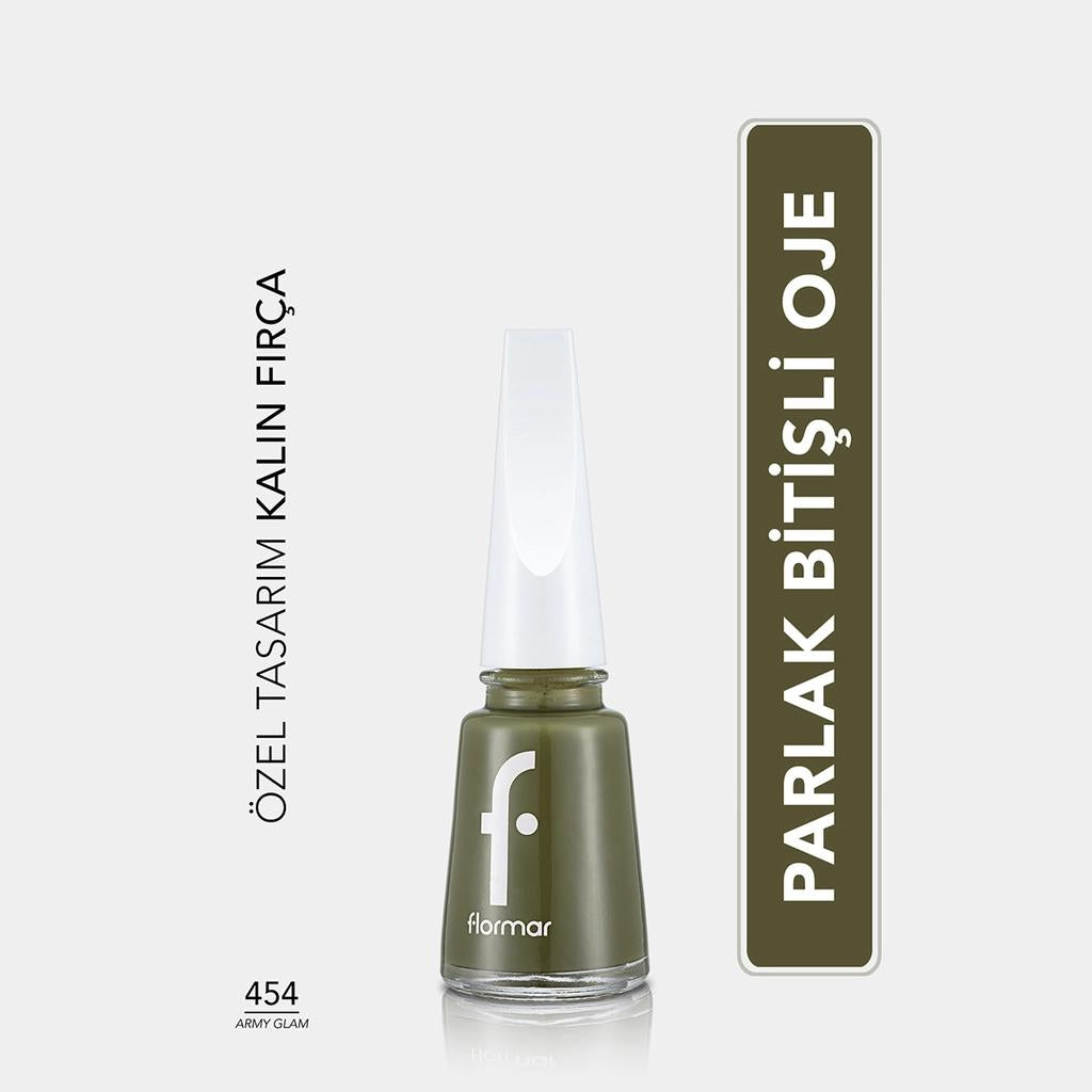 Flormar Nail Enamel Highly Pigmented Polish 454 Army Glam
