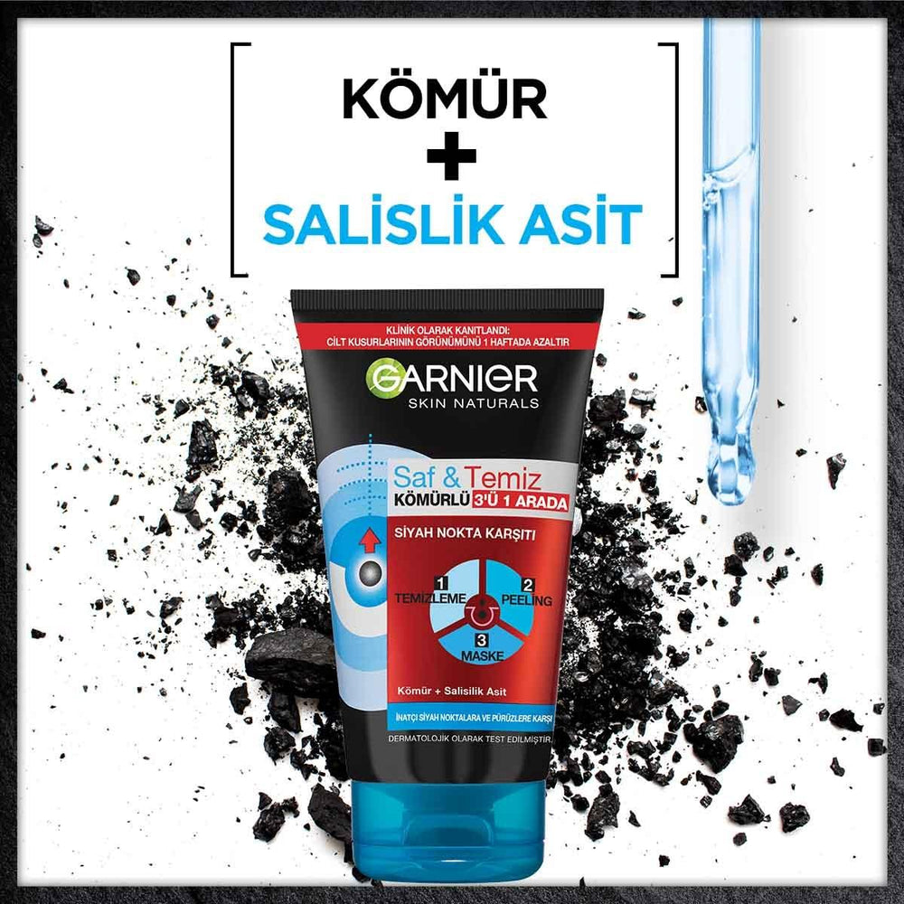 Garnier Charcoal Face Mask and Peeling Product - 3-in-1 Skincare Solution for Blackhead Removal Garnier Charcoal Face Mask - 3-in-1 Blackhead Removal Skincare charcoal face mask, blackhead removal skincare, multi-functional skincare product, salicylic acid skincare, natural skincare products, Garnier, skincare, face mask, peeling product, cleansing, blueberry extract, 3-in-1 skincare, skin impurities, skincare routine, cosmetic
