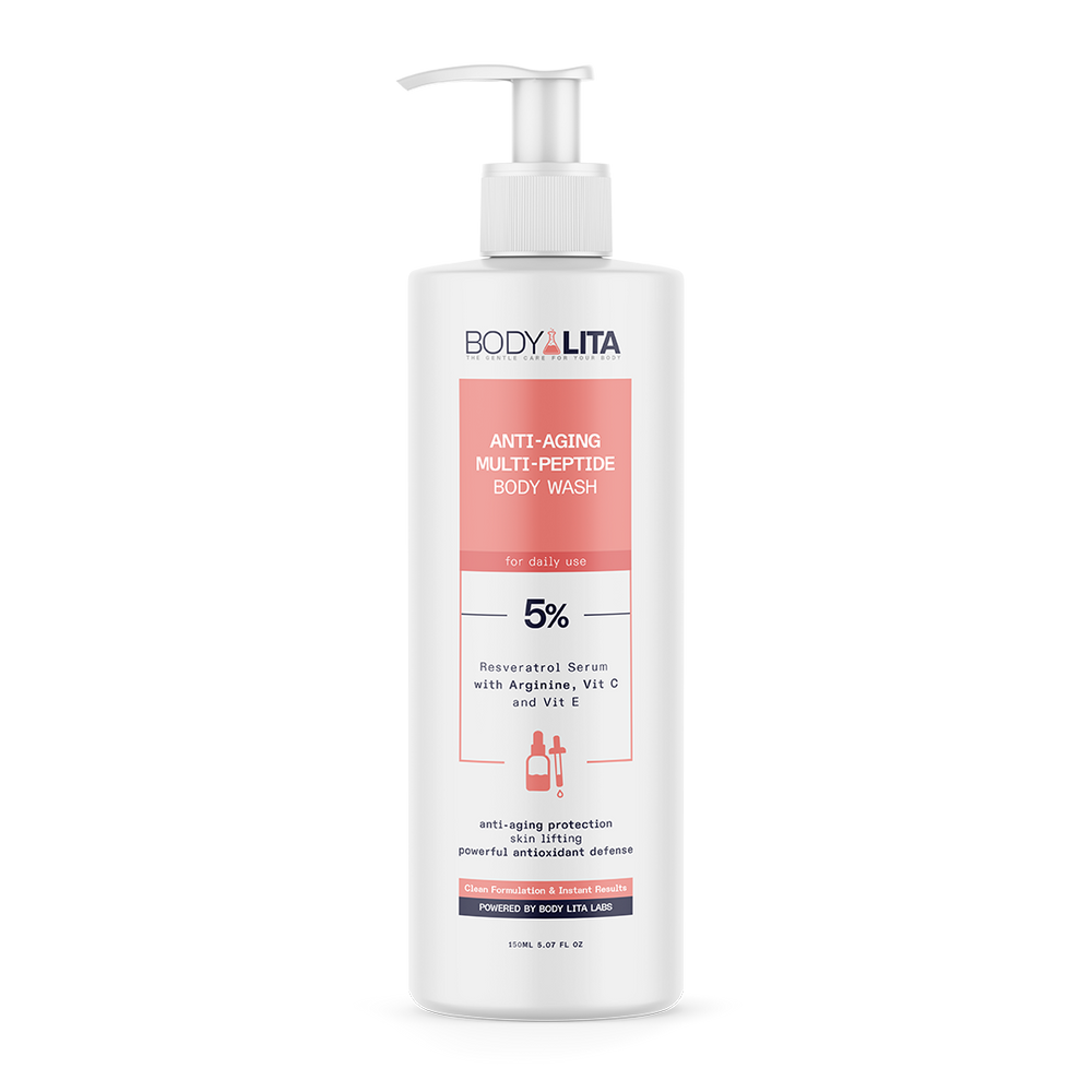 BodyLita Multi-Peptide 5% Serum Anti-Aging Body Wash with Resveratrol & Hyaluronic Acid, 150ml