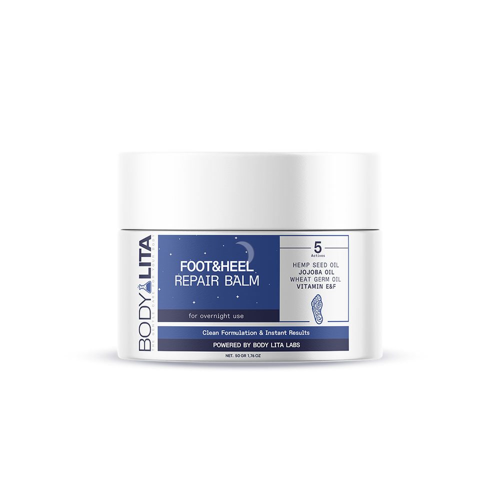 BodyLita Foot & Heel Repair Balm with Hemp Seed & Jojoba Oil, Overnight Cracked Heel Treatment, 50g