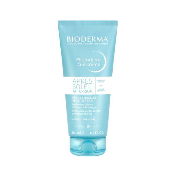 bioderma after sun gel-cream 200ml front view, bioderma after sun gel-cream ingredients, bioderma after sun gel-cream application Bioderma Photoderm After Sun Gel-Cream - 200ml Bioderma Photoderm After Sun Gel-Cream 200ml bioderma, after-sun, gel-cream, sensitive-skin, moisturizer, soothing, post-sun-care, hydration, ai-generated, skincare