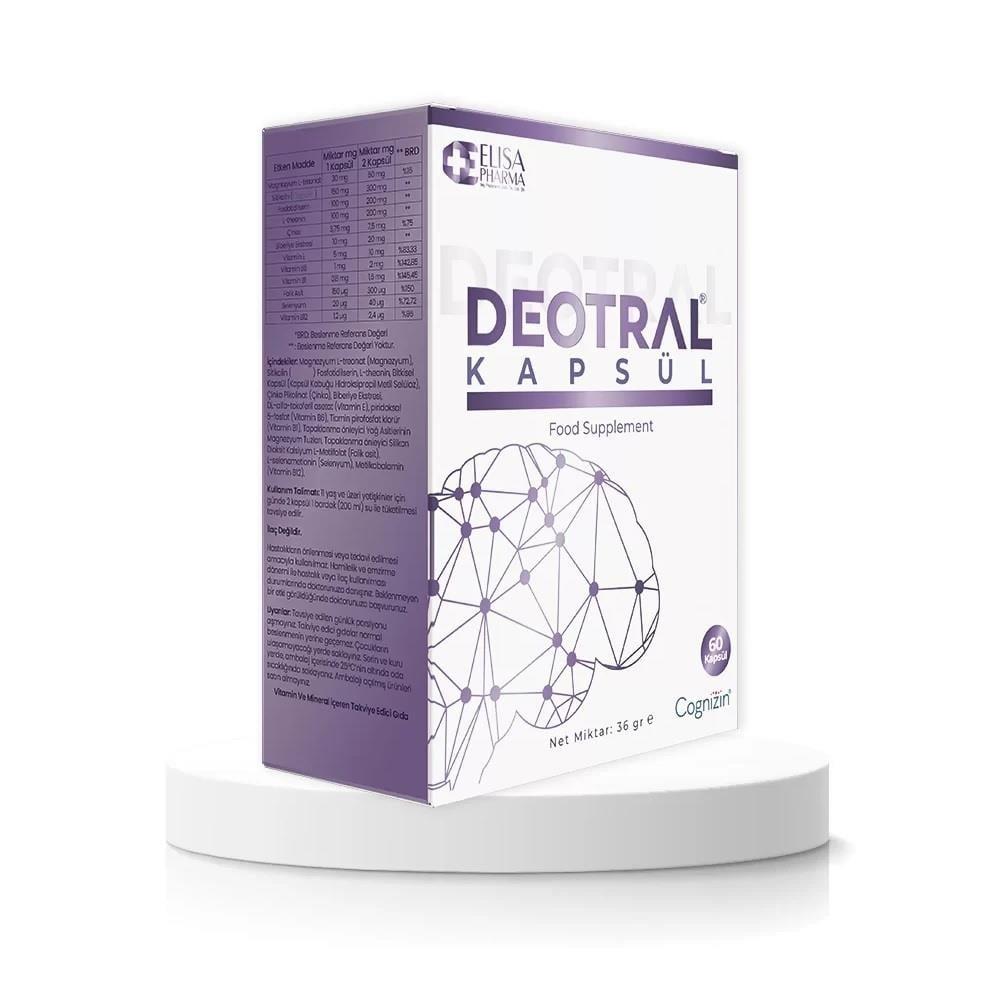 Deotral Cognitive Support Supplement - Brain Health, Memory, Focus - 60 Capsules Deotral Cognitive Support Supplement - Brain Health & Memory dietary supplement, cognitive support, brain health, vitamins and minerals, omega-3 supplement, citicoline, fosfotidilserin, magnezyum L-treonat, memory support, mental clarity, focus, overall wellness, health supplement, adult health, cognitive function, brain support, dietary support, nutritional supplement