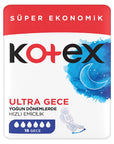 Kotex Ultra Gece Hijyenik Ped - Overnight Sanitary Pads for Women, Leakproof & Comfortable Feminine - Hygiene Products