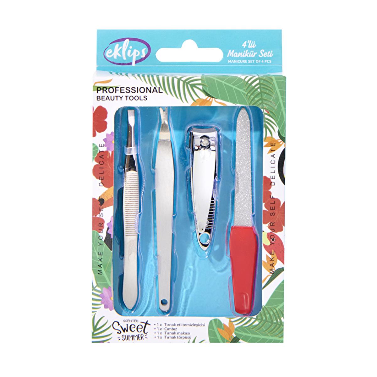 Eklips Manicure Set - 4 Piece Portable Nail Care Kit with Cuticle Cleaner, Tweezers, Clippers & File Eklips Manicure Set - Portable 4-Piece Nail Care Kit manicure set, nail care kit, grooming tools, portable nail care, personal grooming kit, nail cuticle cleaner, tweezers, nail clippers, nail file, travel grooming kit, at-home manicure, nail care tools, beauty essentials, personal care, grooming kit, nail maintenance