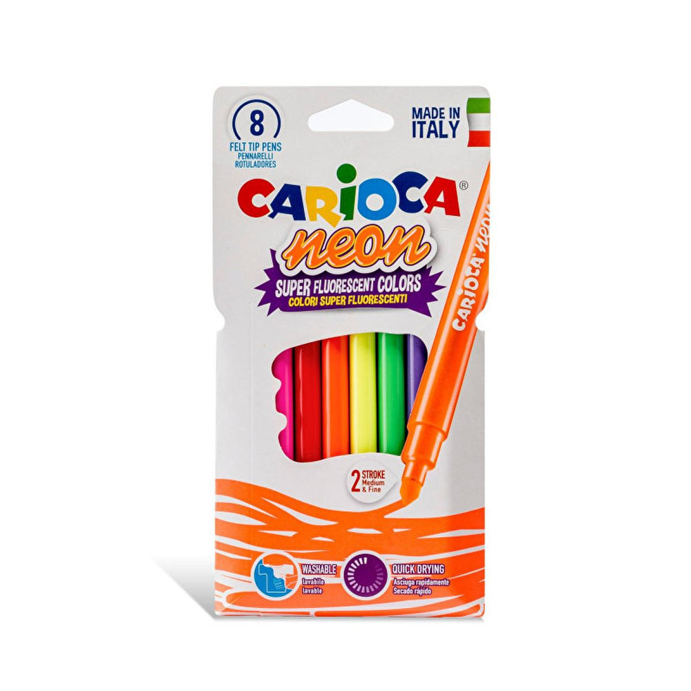 Carioca Washable Neon Marker Pens - 8-Pack, Vibrant Fluorescent Colors for Kids and Artists - view 3