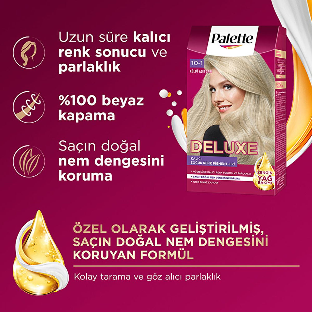 Palette Deluxe Hair Dye - Long-Lasting Nourishing Küllü Açık Sarı Color by Palette - Hair Dye
