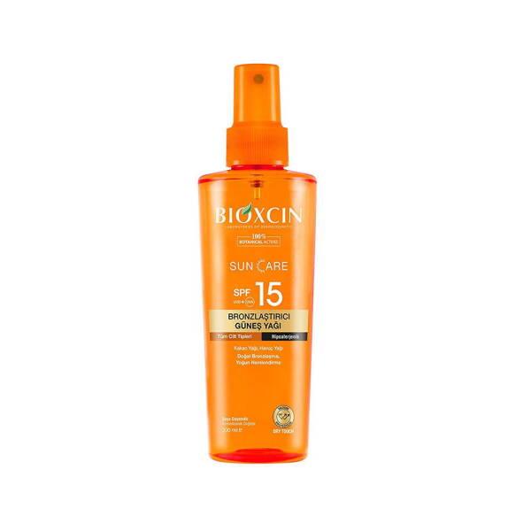 Bioxcin Suncare Bronzlaştırıcı Güneş Yağı SPF15 - Natural Tanning Oil for All Skin Types - Sunscreen