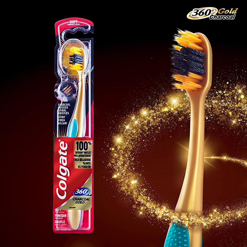Colgate 360 Gold Manual Toothbrush - Effective Oral Hygiene with Antimicrobial Bristles - view 2