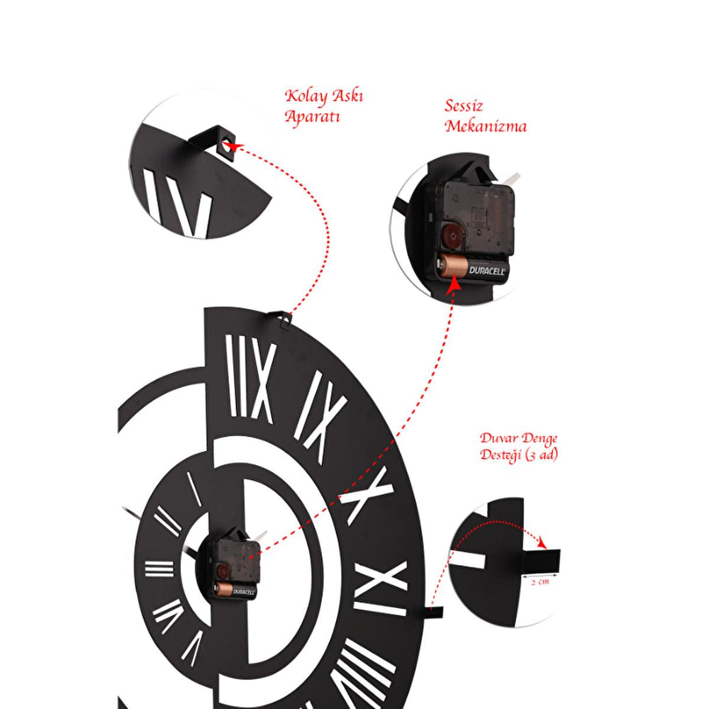 Muyika 50cm Metal Silent Wall Clock - Modern Large Wall Decor for Indoor Spaces - view 2
