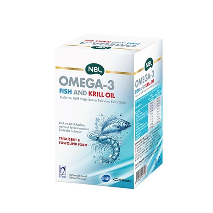 NBL Omega-3 Fish &amp; Krill Oil Dietary Supplement 50 Capsules