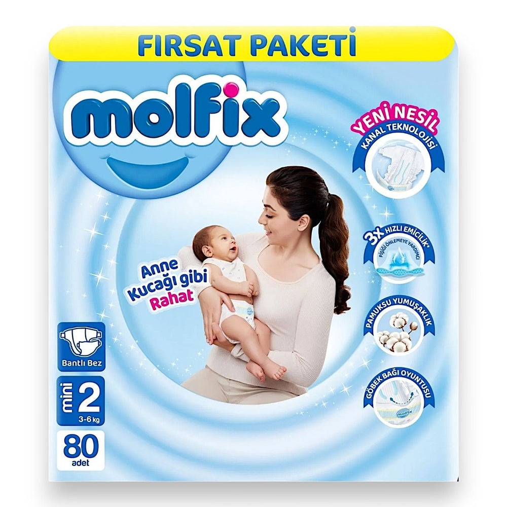 Molfix Size 2 Newborn Diapers for 3-6 kg Comfort 80 Count