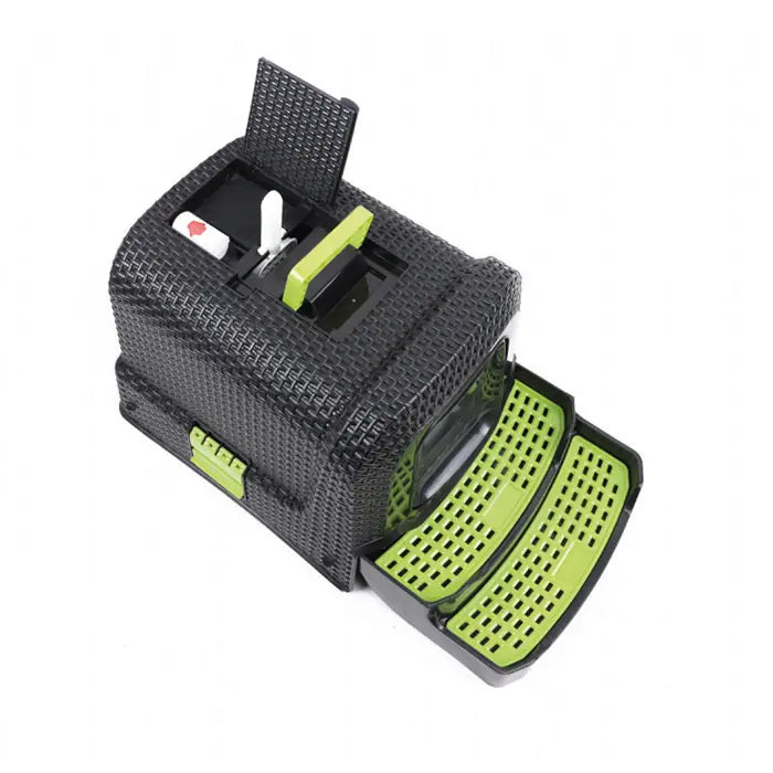 M-Pets Eco Rattan Hooded Cat Litter Box Black & Green 69x42x41cm