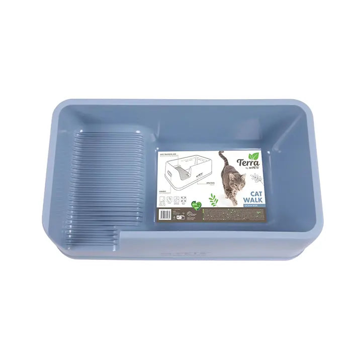 M-Pets Terra Cat Walk Open Litter Box Ocean Blue