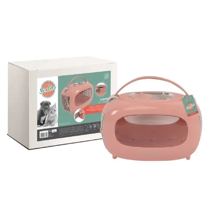 M-Pets Sixties Classic Pet Carrier for Cats & Small Dogs Pink 48x29x30