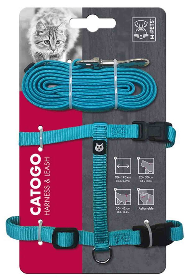 M-Pets Catogo Blue Cat Harness and Leash Set for Safe Walking