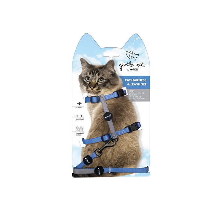 M-Pets Gentle Cat Harness and Leash Set in Blue