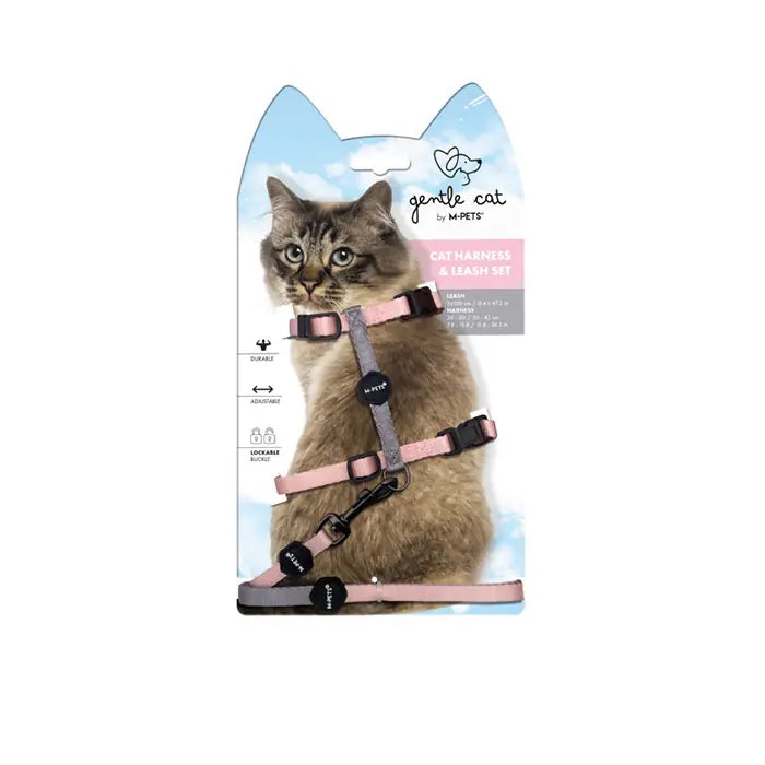 M-Pets Gentle Cat Harness and Leash Set Pink